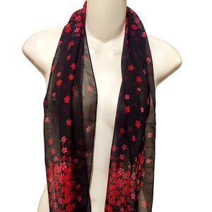 Gorgeous Black and Red Floral Scarf